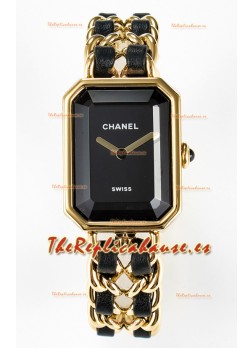 Chanel Premiere Edition Originale Cadenas en Negro y Oro Reloj Cuarzo Suizo