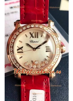 Chopard Happy Oro Rosado Reloj Cuarzo Suizo Replica a Espejo 1:1 - Diamantes Genuinos