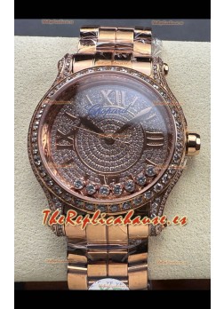Chopard Happy Sport Super Clone Reloj Automático 36MM en Caja Oro Rosado Dial Moissanitas