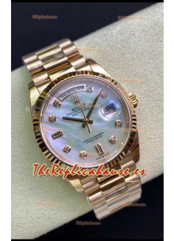 Rolex Day Date 36MM Oro Rosado Dial en Blanco Madre Perla Reloj Réplica a Espejo 1:1
