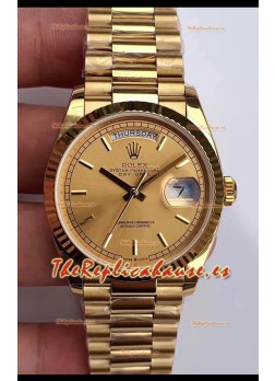 Rolex Day Date 36MM Oro Amarillo M128238-0045 en Dial Dorado Reloj Réplica a Espejo 1:1