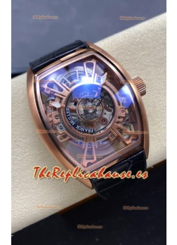 Franck Muller Curvex Grand Central Tourbillon Caja Oro Rosado Reloj Réplica Espejo 1:1