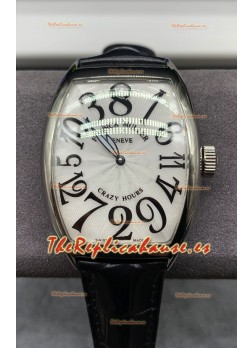 Franck Muller Crazy Hours Suizo Automático Reloj Super Clone Réplica en Dial Blanco