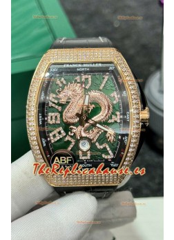Franck Muller Vanguard Yachting Dragon V45 Dial Verde con Bisel en Oro de Diamantes Réplica Suiza
