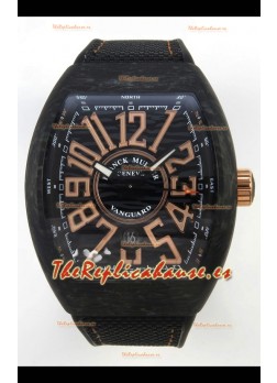 Franck Muller Super Clone Vanguard V45 Racing Carbono con Correa de Nylon