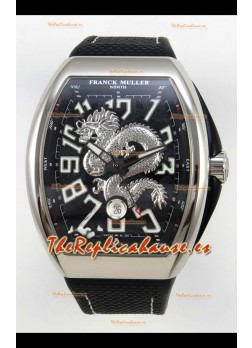 Franck Muller Vanguard Super Clone Yachting Dragon V45 Reloj Dial Negro Caja Acero Inoxidable