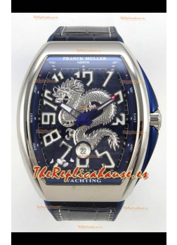 Franck Muller Vanguard Super Clone Yachting Dragon V45 Dial Azul Reloj Caja Acero Inoxidable