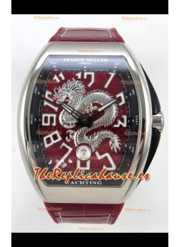 Franck Muller Vanguard Super Clone Yachting Dragon V45 Dial Rojo Caja Acero Inoxidable