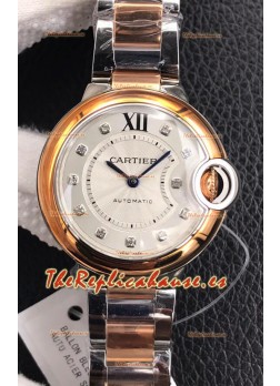 Ballon De Cartier Reloj Réplica Calidad Espejo 1:1 de Cuarzo Suizo 28MM Caja en Oro Rosado de dos Tonos