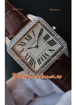 Cartier Santos Dumont Reloj Réplica Suizo 1:1 Movimiento de Cuarzo - Bisel tipo Diamante 