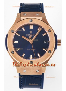 Hublot Super Clone Classic Fusion Rose Gold 38MM Reloj Réplica Espejo 1:1 Dial Azul