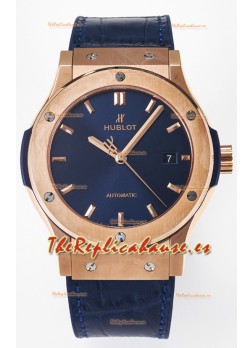 Hublot Super Clone Classic Fusion Rose Gold 42MM Reloj Réplica Espejo 1:1 Dial Azul