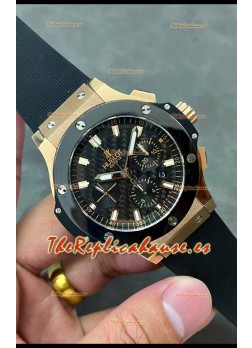 Hublot Big Bang Reloj Super Clone Dial Carbobo Caja Oro Rosado 44MM