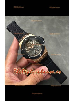Reloj Hublot Big Bang Tourbillon Caja Oro Rosado con Bisel Cerámico en 45MM Réplica Espejo 1:1