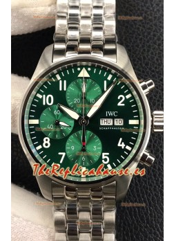 IWC Pilot Chronograph Edition Dial Verde en Caja Acero 904L Reloj Réplica Espejo 1:1