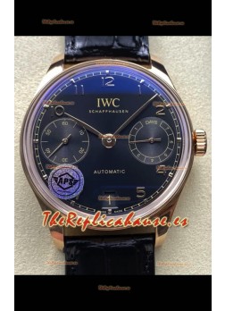 IWC Super Clone Portugieser Reloj Réplica Suizo Espejo 1:1 Oro Rosado en Dial Negro 