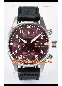 IWC Super Clone Pilot Cronógrafo Edition Dial Rojo Leather Reloj Réplica Suizo