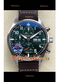 IWC Super Clone Pilot Cronógrafo Edition Dial Verde Leather Reloj Réplica Suizo