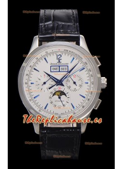 Jaeger LeCoultre Master Control Cronógrafo Calendar Caja Acero Dial Blanco Watch 