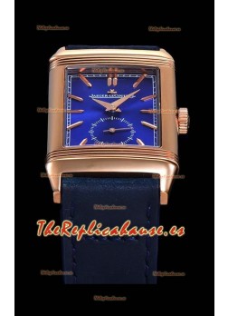 Jaeger LeCoultre Reverso Reloj Réplica Suizo Caja en Oro Rosado - Dial Azul 