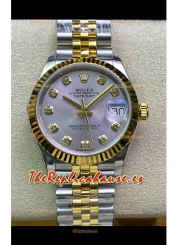 Rolex Datejust 31MM Movimiento ETA-2671 Reloj Réplica Suizo en Acero 904L Dial Plateado Oro Amarillo