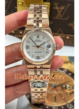 Rolex Land-Dweller 127235 Acero Diseño Panal Abeja Oro Rosado 36MM Reloj Réplica Suizo