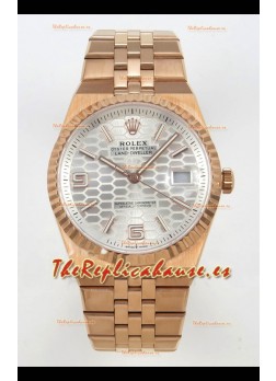 Reloj Réplica Suizo Rolex Land-Dweller 127335 Acero con Diseño de Panal de Abeja Oro Rosado 40MM
