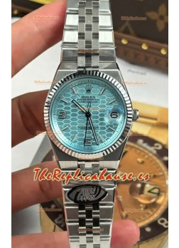 Rolex Land-Dweller 127236 Azul Hielo Diseño Panal Abeja 36MM Reloj Réplica Suizo