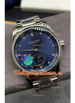 Largoines Master Collection Automatic Moonphase Dial Azul Reloj Réplica Suizo Correa Acero