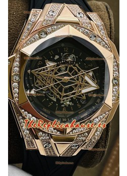 Hublot Big Bang UNICO Sang Bleu II Oro Rosado Diamantes Calidad a Espejo 1:1 Reloj Réplica Suizo