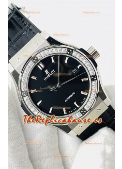 Hublot Classic Fusion Acero Inoxidable Dial Negro Reloj Réplica Suizo Calidad Espejo 1:1