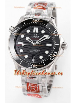Omega Seamaster 300M Master Chronometer Reloj Suizo Negro Acero 904L Reloj Réplica a Espejo 1:1