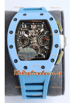 Richard Mille RM011 Caja de Cerámica Azul Correa de Goma Azul Reloj Réplica Suizo a Espejo 1:1