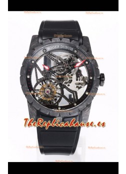 Roger Dubuis Excalibur Spider Flying Tourbillon Skeleton Caja Carbono 42MM Reloj Réplica a Espejo 1:1
