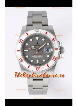 Rolex Submariner DiW Caja Acero Inoxidable Bisel Blanco Reloj Edición Cerámica Dial Gris
