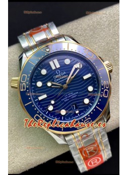 Omega Seamaster 300M Co-Axial Master Chronometer Dial Azul Caja Dos Tonos Réplica a Espejo 1:1