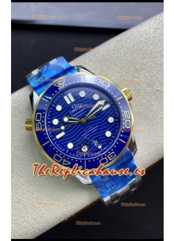 Omega Seamaster 300M Co-Axial Master Chronometer Dial Azul Caja de Dos Tonos Réplica Espejo 1:1