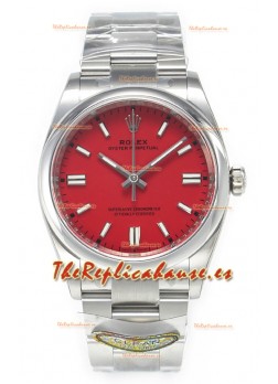 Rolex Oyster Perpetual Super Clone REF#126000 36MM Movimiento Suizo Réplica Suiza Dial Rojo Réplica Suiza