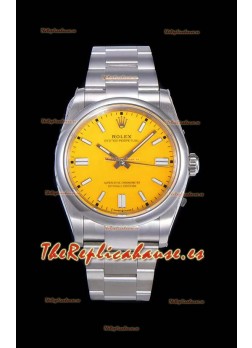 Rolex Oyster Perpetual REF#124300 41MM Movimiento Cal.3230 Réplica Suizo Dial Amarillo Acero 904L Reloj Réplica a Espejo 1:1