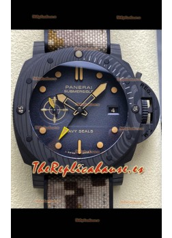 Panerai Submersible PAM1513 Carbotech GMT Edición Navy Seals Reloj Réplica 44MM