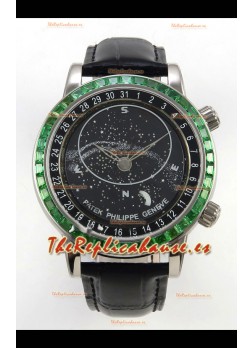 Patek Philippe Grand Complications 6102 Dial Negro Diamantes Verdes Reloj Réplica Suizo