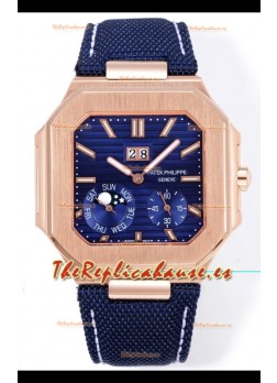 Patek Philippe Cubitus 5822 Caja Oro Rosado Dial Azul Reloj Réplica Suizo