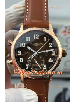 Patek Philippe Complications 5524G Calatrava Travel Time Dial Azul Reloj Réplica