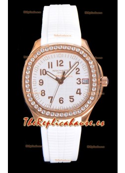 Patek Philippe Super Clone Aquanaut Reloj Dial Oro Rosado Blanco 38.5MM