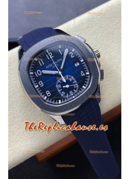 Patek Philippe Aquanaut Super Clone 5968 Caja Acero Cronográfo Reloj Dial Azul 