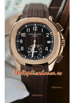 Patek Philippe Aquanaut Super Clone 5968 Cronógrafo Caja Oro Rosado Dial Marrón Watch 