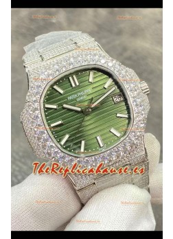 Patek Philippe Super Clone Nautilus 5711/1A-014 Pavimentado en Diamantes Edition Dial Verde