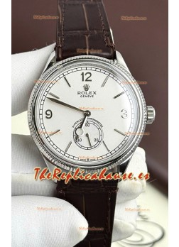 Rolex 1908 Perpetual Movimiento Suizo Reloj Réplica en Caja Acero Dial Blanco 