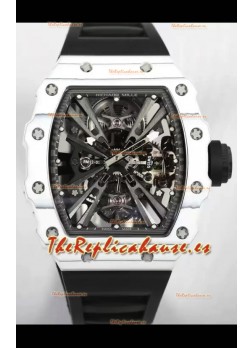 Richard Mille RM12-01 Caja Fibra de Carbono Blanca Genuino Movimiento Tourbillon Reloj Réplica Espejo 1:1