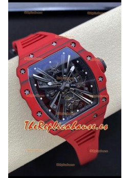 Richard Mille RM12-01 Caja Fibra de Carbono Genuino Movimiento Tourbillon Reloj Réplica Espejo 1:1